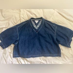 Bottega Veneta V-neck Cropped Denim Top